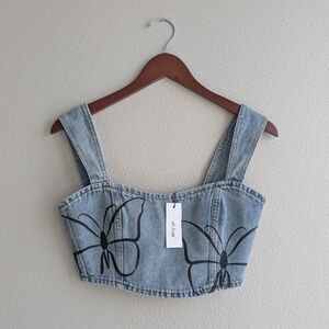 Nasty Gal Blue Crop Bustier Tank Top